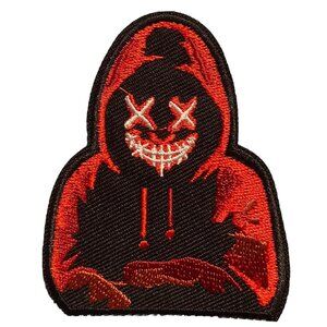 Creepy Horror Red Black Hooded Vendetta Mask 3in Patch Iron / Sew-On
